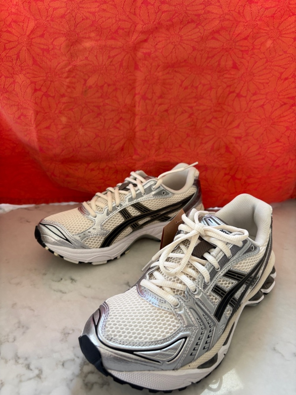 ASICS Gel Kayano Women's White and Silver Athletic Running Sneakers